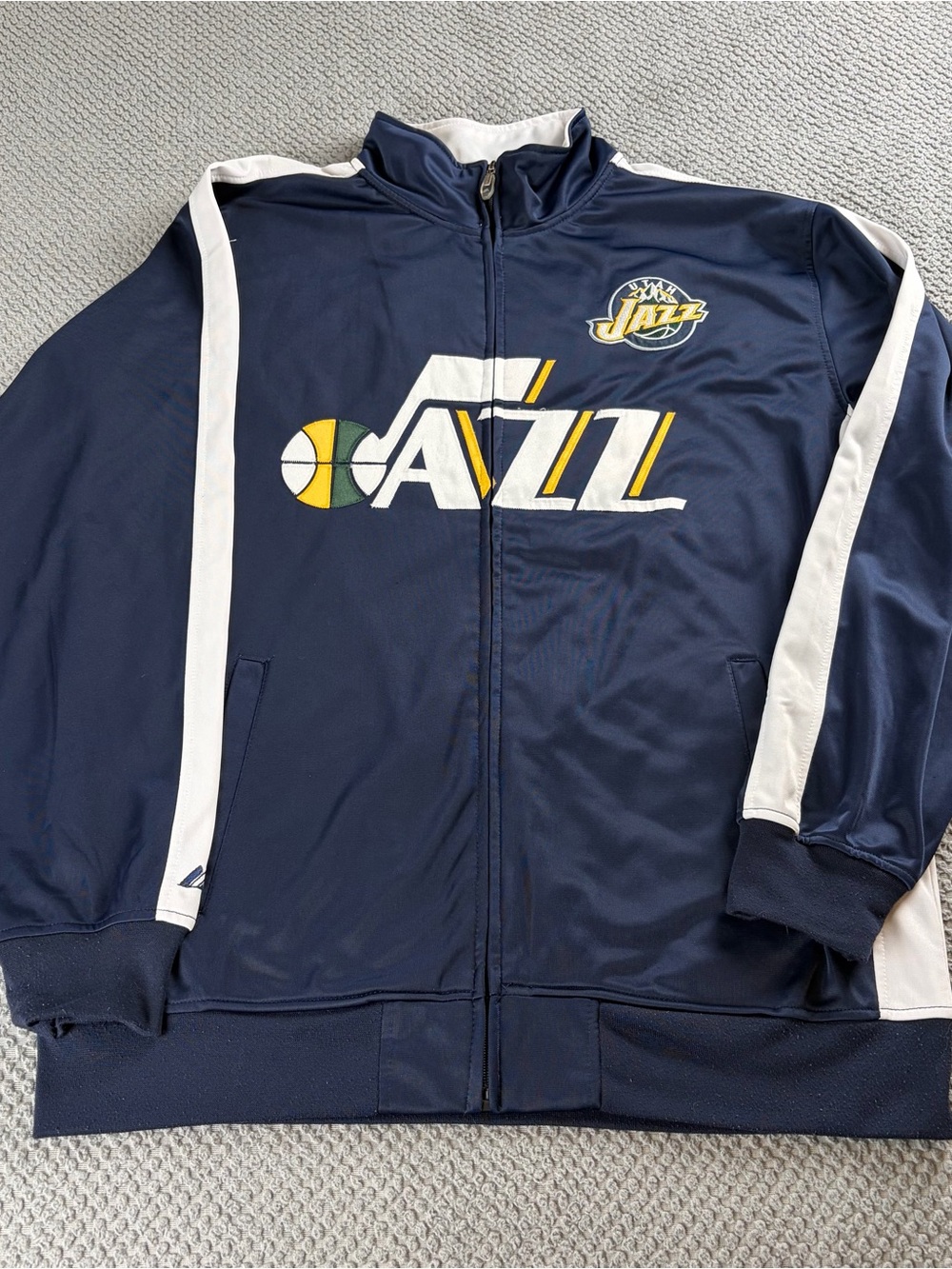 Majestic Navy and White Utah Jazz Track Jacket